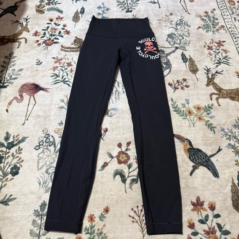 Lululemon X Soulcycle Black Leggings With Logo Size 2